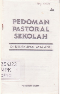Image of Pedoman Pastoral Sekolah Di Keuskupan Malang